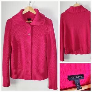 Talbots hot Pink Shawl Neck Cardigan sweater Size Medium